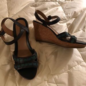 Clarks blue wedge sandals